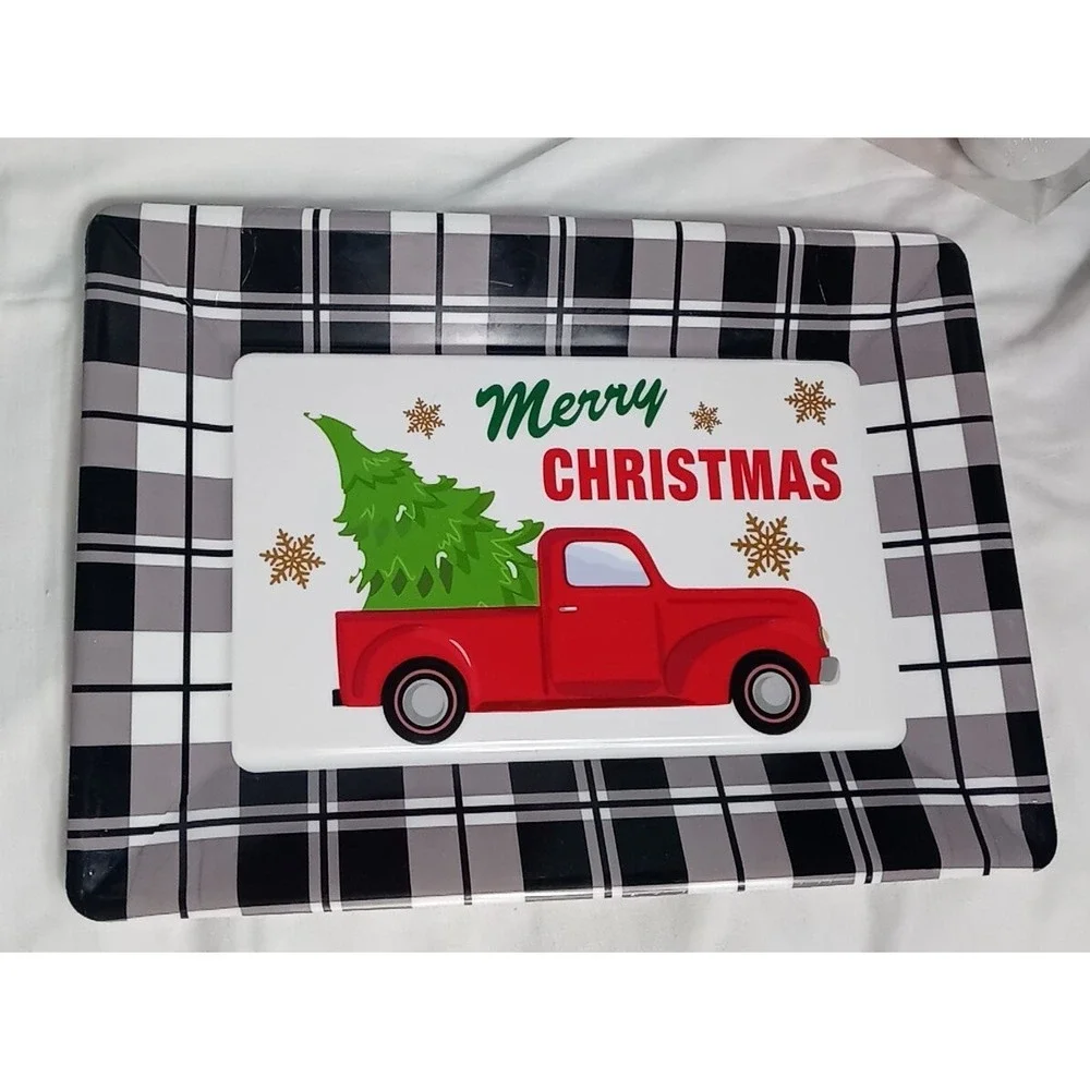 Christmas Ornament Lot With‎ Tree Skirt Country Red Truck Serving Tray